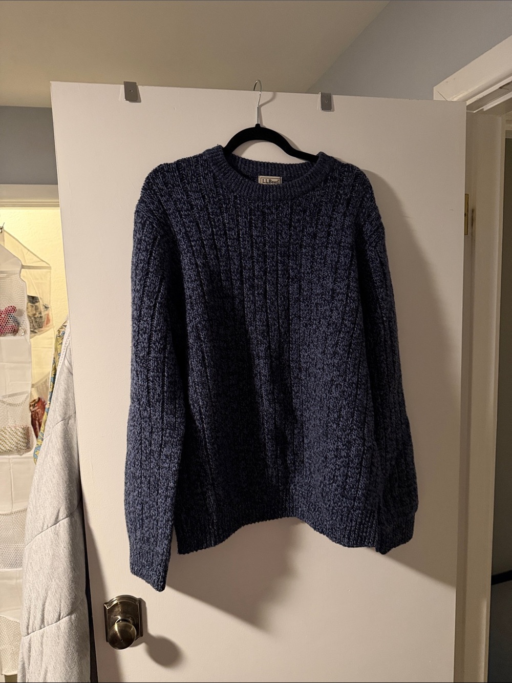 L.L. Bean Men's Navy Textured Crewneck Sweater - vintage